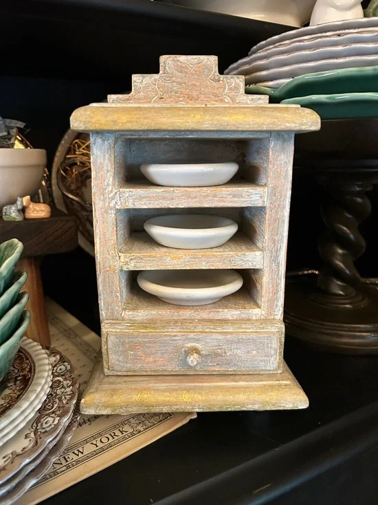 Chippy Wooden Butter Pat Display Cabinet - Picture 1 of 10